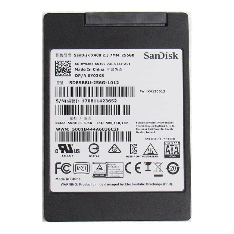 Dell SANDISK Z400 256GB SATA SSD - Y03K8 / SD8SB8U-256G-1012